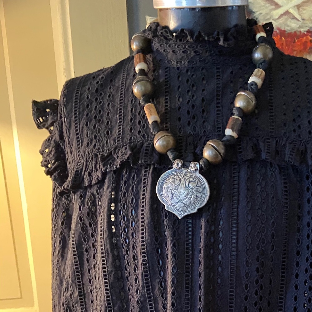 Madewell black Victorian Goth eyelet top plus size